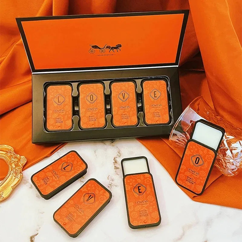 4-Piece Solid Perfume Set, Floral and Fruity Scents